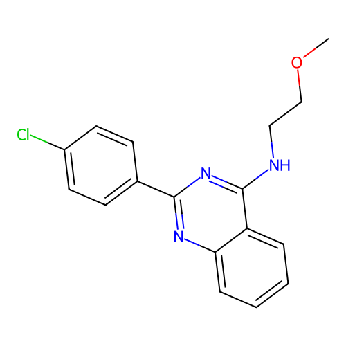 2-(4-chlorophenyl)-N-(2-methoxyethyl)quinazolin-4-amine structure