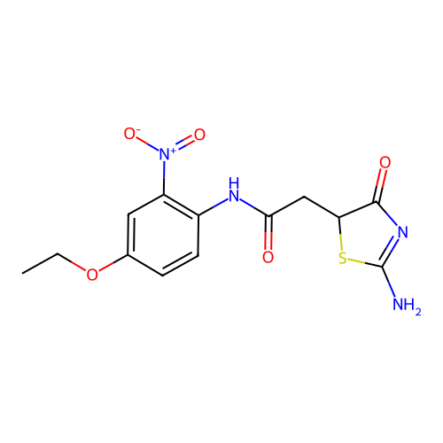 2-(2-amino-4-oxo-1,3-thiazol-5-yl)-N-(4-ethoxy-2-nitrophenyl)acetamide structure