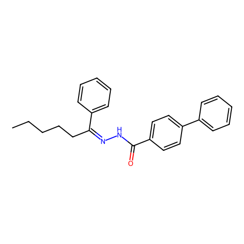 N'-[(1E)-1-phenylhexylidene]biphenyl-4-carbohydrazide structure
