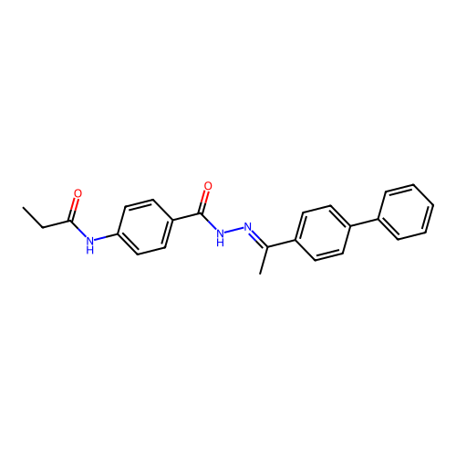 N-[4-({2-[1-(4-biphenylyl)ethylidene]hydrazino}carbonyl)phenyl]propanamide structure