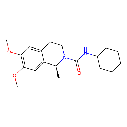 (1S)-N-cyclohexyl-6,7-dimethoxy-1-methyl-3,4-dihydro-1H-isoquinoline-2-carboxamide structure