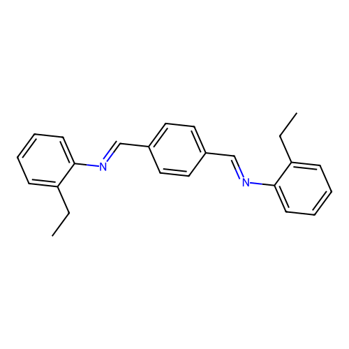 2-ethyl-N-[(E)-(4-{(E)-[(2-ethylphenyl)imino]methyl}phenyl)methylidene]aniline structure