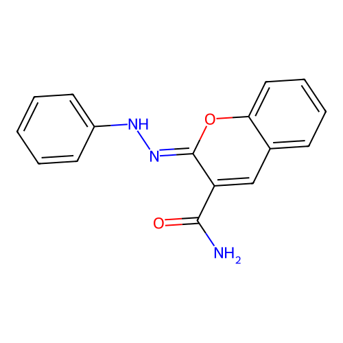 (Z)-2-(2-phenylhydrazono)-2H-chromene-3-carboxamide structure