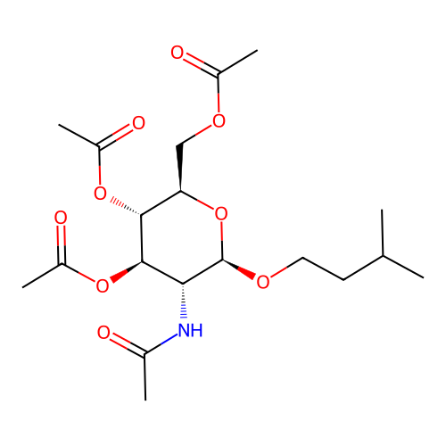 3-methylbutyl 3,4,6-tri-O-acetyl-2-(acetylamino)-2-deoxy-beta-D-glucopyranoside structure