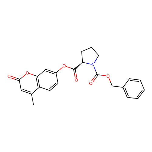 (R)-1-benzyl 2-(4-methyl-2-oxo-2H-chromen-7-yl) pyrrolidine-1,2-dicarboxylate structure