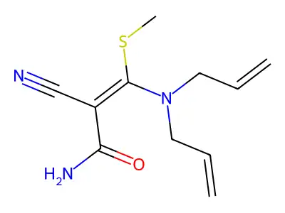 (E)-3-[bis(prop-2-enyl)amino]-2-cyano-3-methylsulfanylprop-2-enamide structure