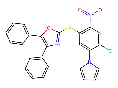Oxazole, 2-[[4-chloro-2-nitro-5-(1H-pyrrol-1-yl)phenyl]thio]-4,5-diphenyl- structure