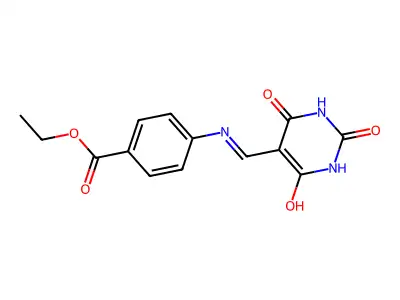 Ethyl 4-(((2,4,6-trioxotetrahydro-5(2H)-pyrimidinylidene)methyl)amino)benzoate structure