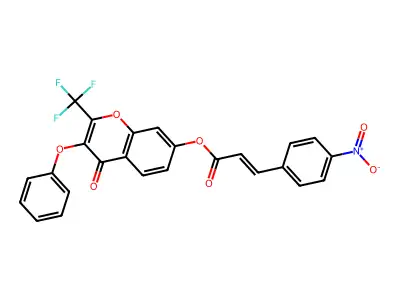 4-Oxo-3-phenoxy-2-(trifluoromethyl)-4H-chromen-7-yl 3-(4-nitrophenyl)acrylate structure