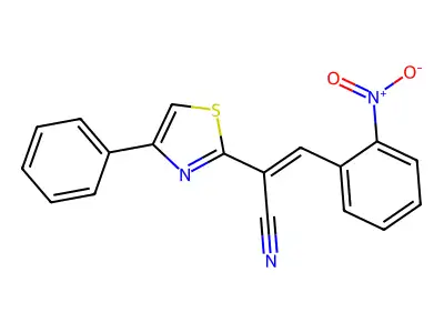 3-(2-Nitrophenyl)-2-(4-phenyl-1,3-thiazol-2-yl)prop-2-enenitrile structure