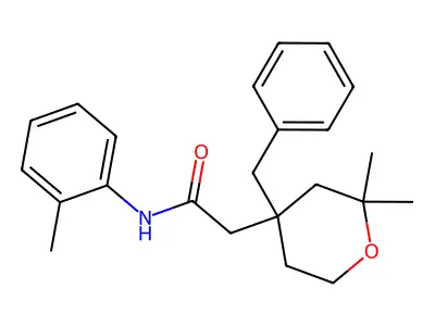 2-(4-benzyl-2,2-dimethyloxan-4-yl)-N-(2-methylphenyl)acetamide structure