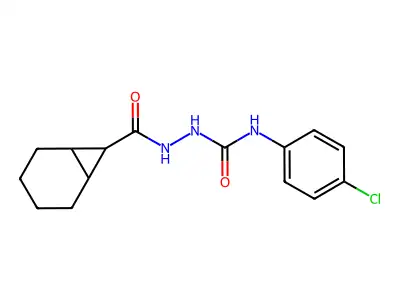 2-(bicyclo[4.1.0]hept-7-ylcarbonyl)-N-(4-chlorophenyl)hydrazinecarboxamide structure