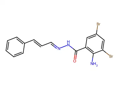 2-amino-3,5-dibromo-N-(cinnamylideneamino)benzamide structure