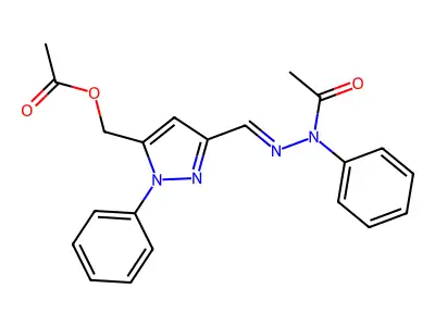 [3-[[Acetyl(phenyl)hydrazinylidene]methyl]-1-phenylpyrazol-5-yl]methyl acetate structure