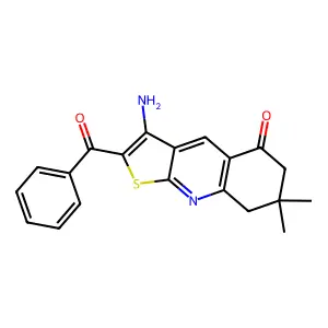 3-amino-2-benzoyl-7,7-dimethyl-7,8-dihydrothieno[2,3-b]quinolin-5(6H)-one structure