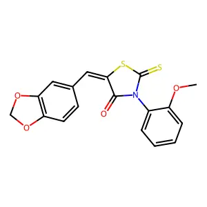 (5Z)-5-(1,3-benzodioxol-5-ylmethylene)-3-(2-methoxyphenyl)-2-thioxo-1,3-thiazolidin-4-one structure