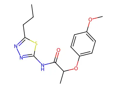2-(4-methoxyphenoxy)-N-(5-propyl-1,3,4-thiadiazol-2-yl)propanamide structure