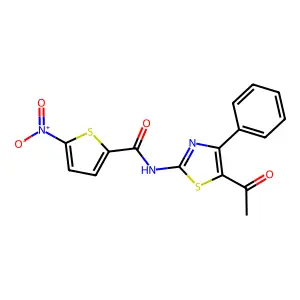 N-(5-acetyl-4-phenyl-1,3-thiazol-2-yl)-5-nitrothiophene-2-carboxamide structure