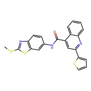 N-[2-(methylsulfanyl)-1,3-benzothiazol-6-yl]-2-(thiophen-2-yl)quinoline-4-carboxamide structure