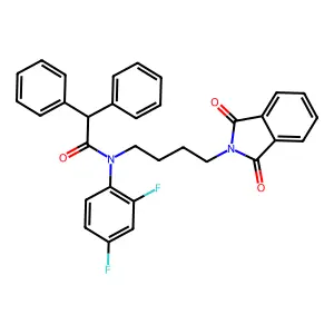 N-(2,4-difluorophenyl)-N-[4-(1,3-dioxoisoindol-2-yl)butyl]-2,2-diphenylacetamide structure