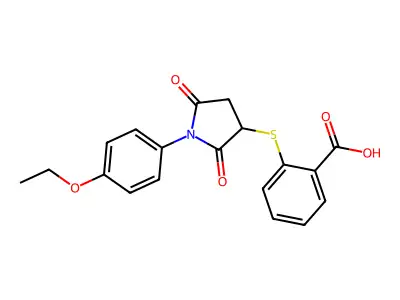 2-{[1-(4-Ethoxyphenyl)-2,5-dioxopyrrolidin-3-yl]sulfanyl}benzoic acid structure