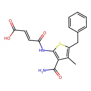 4-[(5-Benzyl-3-carbamoyl-4-methylthiophen-2-yl)amino]-4-oxobut-2-enoic acid structure