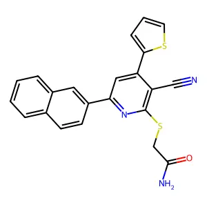 2-(3-Cyano-6-naphthalen-2-yl-4-thiophen-2-ylpyridin-2-yl)sulfanylacetamide structure