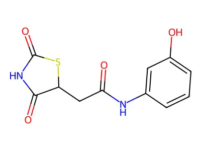 2-(2,4-dioxo-1,3-thiazolidin-5-yl)-N-(3-hydroxyphenyl)acetamide structure