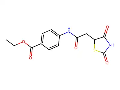 Ethyl 4-[2-(2,4-dioxo-1,3-thiazolidin-5-yl)acetamido]benzoate structure