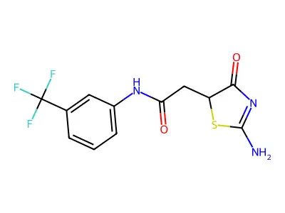 2-(2-imino-4-oxothiazolidin-5-yl)-N-(3-(trifluoromethyl)phenyl)acetamide structure