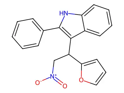 3-[1-(furan-2-yl)-2-nitroethyl]-2-phenyl-1H-indole structure
