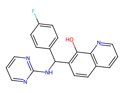 7-[(4-Fluorophenyl)(pyrimidin-2-ylamino)methyl]quinolin-8-ol structure