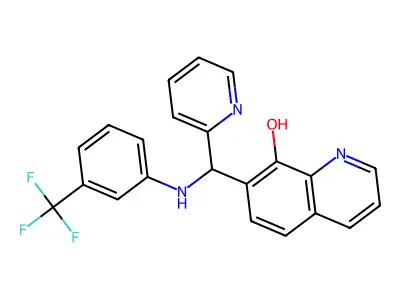 7-(Pyridin-2-yl((3-(trifluoromethyl)phenyl)amino)methyl)quinolin-8-ol structure