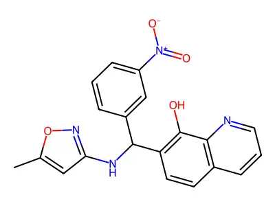 7-(((5-Methylisoxazol-3-yl)amino)(3-nitrophenyl)methyl)quinolin-8-ol structure