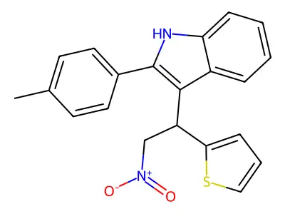2-(4-methylphenyl)-3-[2-nitro-1-(thiophen-2-yl)ethyl]-1H-indole structure
