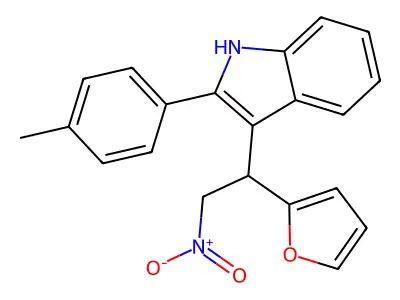 3-[1-(furan-2-yl)-2-nitroethyl]-2-(4-methylphenyl)-1H-indole structure