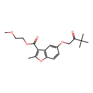 2-Methoxyethyl 5-(3,3-dimethyl-2-oxobutoxy)-2-methyl-1-benzofuran-3-carboxylate structure