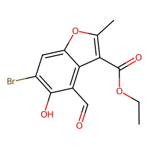 Ethyl 6-bromo-4-formyl-5-hydroxy-2-methyl-1-benzofuran-3-carboxylate structure