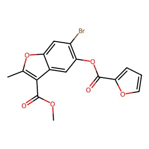 Methyl 6-bromo-5-(furan-2-carbonyloxy)-2-methyl-1-benzofuran-3-carboxylate structure