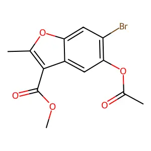 Methyl 5-(acetyloxy)-6-bromo-2-methyl-1-benzofuran-3-carboxylate structure