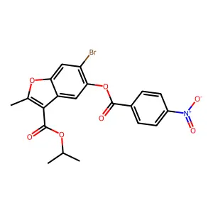 Isopropyl 6-bromo-2-methyl-5-((4-nitrobenzoyl)oxy)-1-benzofuran-3-carboxylate structure