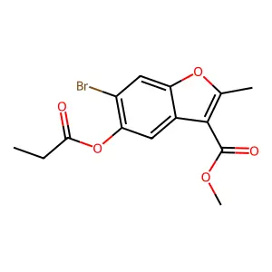 Methyl 6-bromo-2-methyl-5-(propanoyloxy)-1-benzofuran-3-carboxylate structure