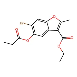 Ethyl 6-bromo-2-methyl-5-(propanoyloxy)-1-benzofuran-3-carboxylate structure