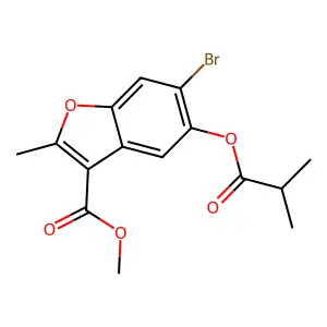 Methyl 6-bromo-2-methyl-5-[(2-methylpropanoyl)oxy]-1-benzofuran-3-carboxylate structure