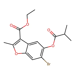 Ethyl 6-bromo-2-methyl-5-[(2-methylpropanoyl)oxy]-1-benzofuran-3-carboxylate structure