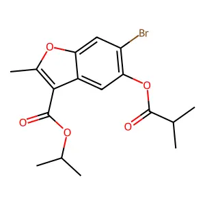 propan-2-yl 6-bromo-2-methyl-5-[(2-methylpropanoyl)oxy]-1-benzofuran-3-carboxylate structure