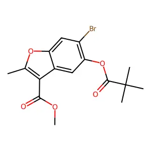 methyl 6-bromo-5-[(2,2-dimethylpropanoyl)oxy]-2-methyl-1-benzofuran-3-carboxylate structure