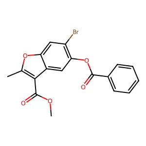 Methyl 5-(benzoyloxy)-6-bromo-2-methyl-1-benzofuran-3-carboxylate structure