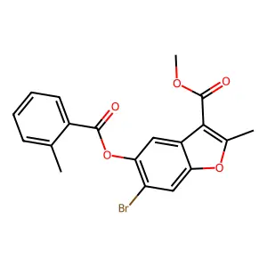 Methyl 6-bromo-2-methyl-5-(2-methylbenzoyloxy)-1-benzofuran-3-carboxylate structure