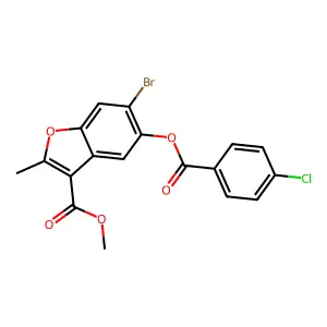 Methyl 6-bromo-5-(4-chlorobenzoyloxy)-2-methyl-1-benzofuran-3-carboxylate structure